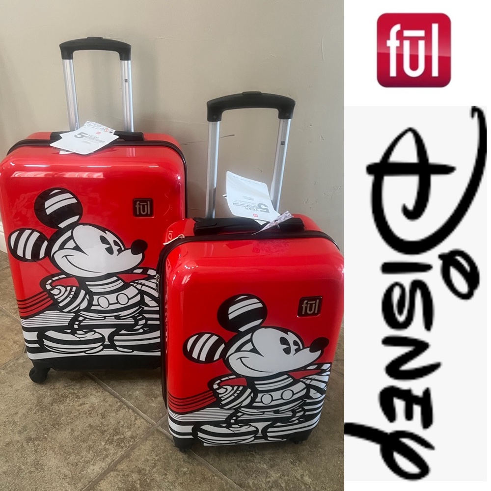 FUL DISNEY MICKEY Mouse HARDSIDE 2pcs LUGGAGE SET*NWT